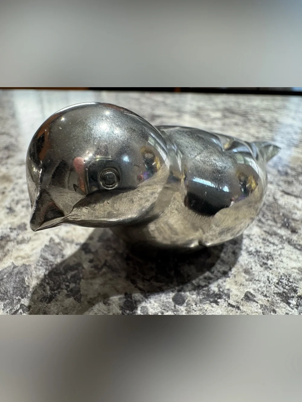 Vintage Heavy Solid Cast Metal Bird Figurines, Polished Silver-Tone Finish 4.5